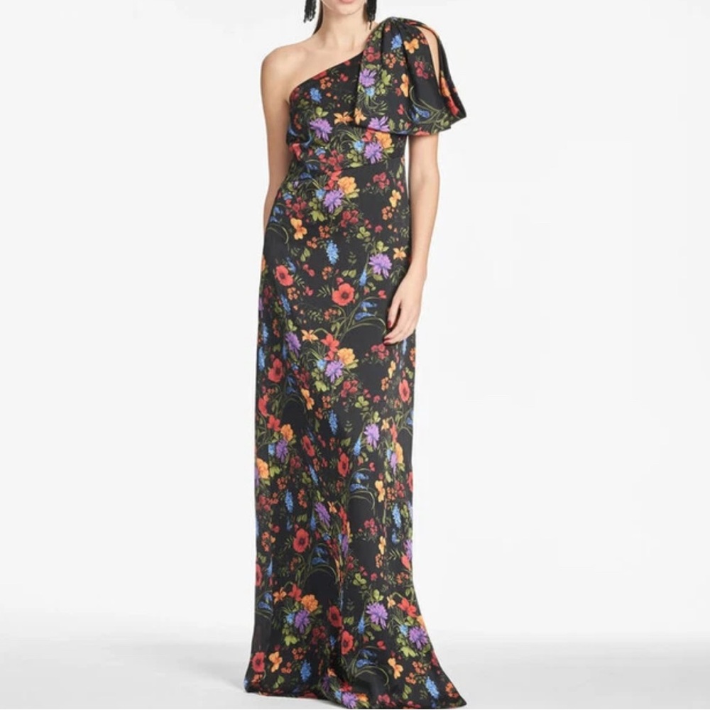 NEW NWT Sachin + Babi Black Floral One-Shoulder Dress Sz6